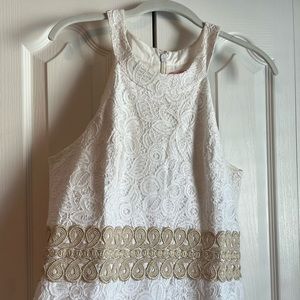 Lilly Pulitzer White and Gold Dress Size 10